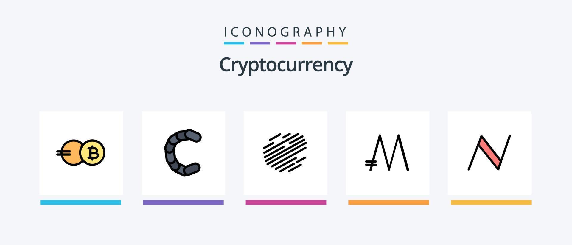 la línea de criptomoneda llenó el paquete de 5 iconos, incluida la moneda. cripto moneda criptográfica. moneda. diseño de iconos creativos vector