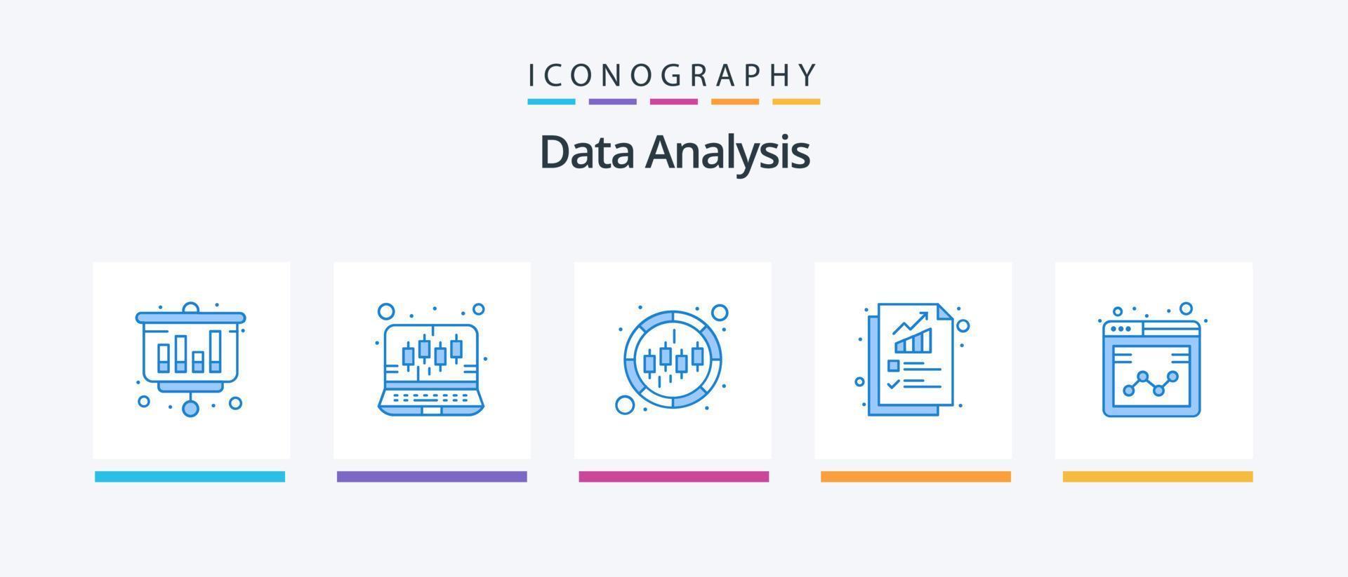 paquete de iconos azul 5 de análisis de datos que incluye datos. web. cuadro. cuadro. digital. diseño de iconos creativos vector