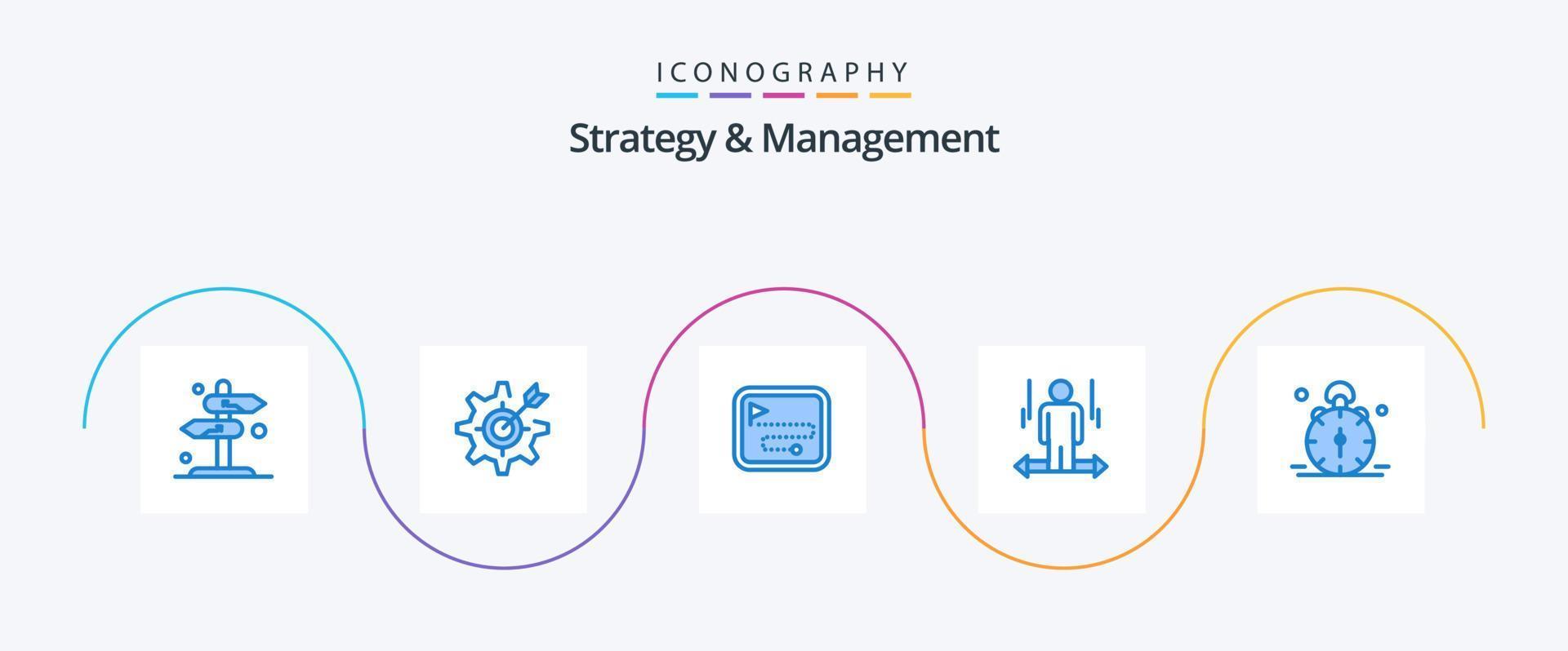 Strategy And Management Blue 5 Icon Pack Including left. man. setting. user. direction route vector