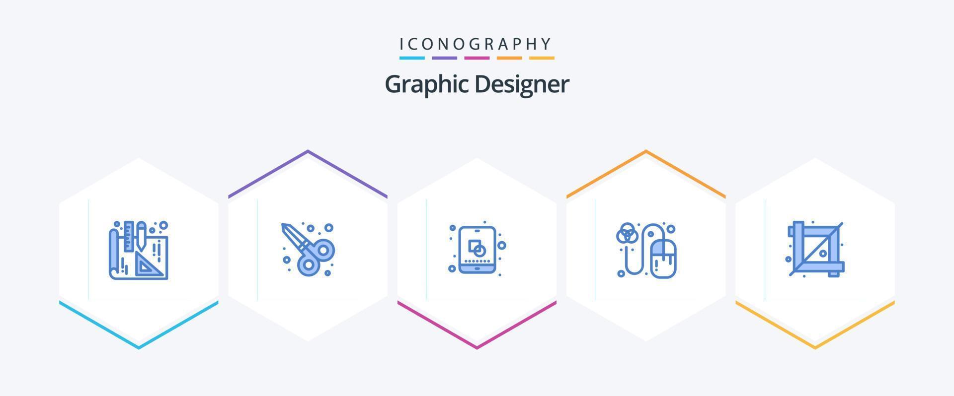 Graphic Designer 25 Blue icon pack including . designing tool. creative. crop tool. grid vector