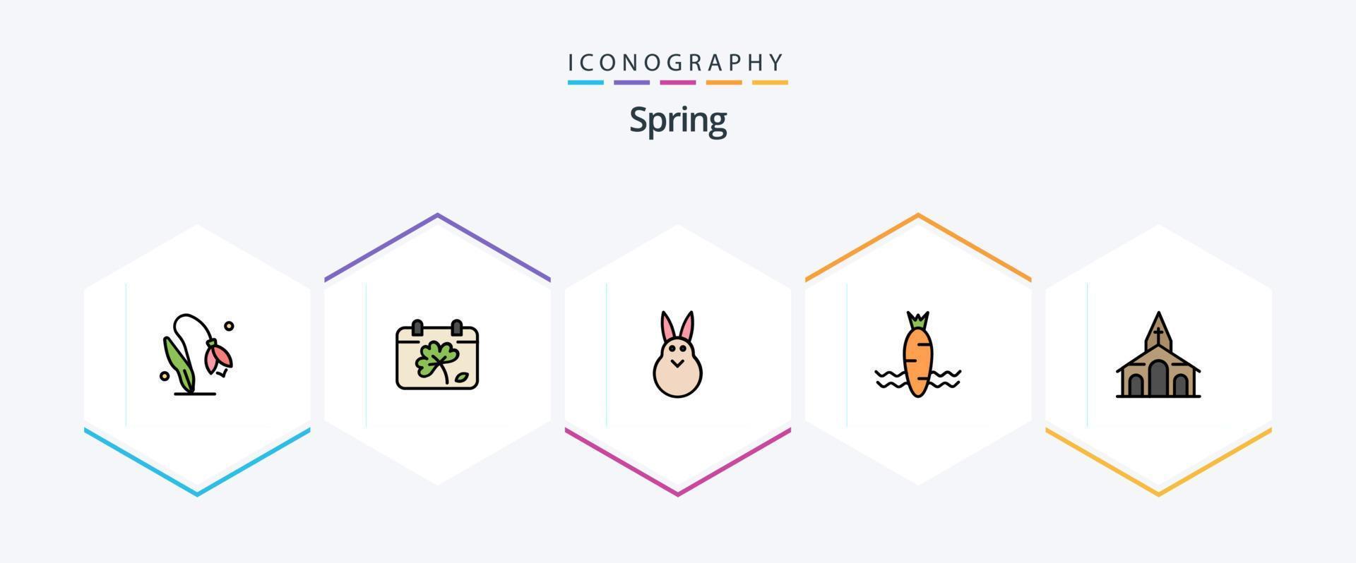 Spring 25 FilledLine icon pack including christmas. spring. bunny. vegetable. carrot vector