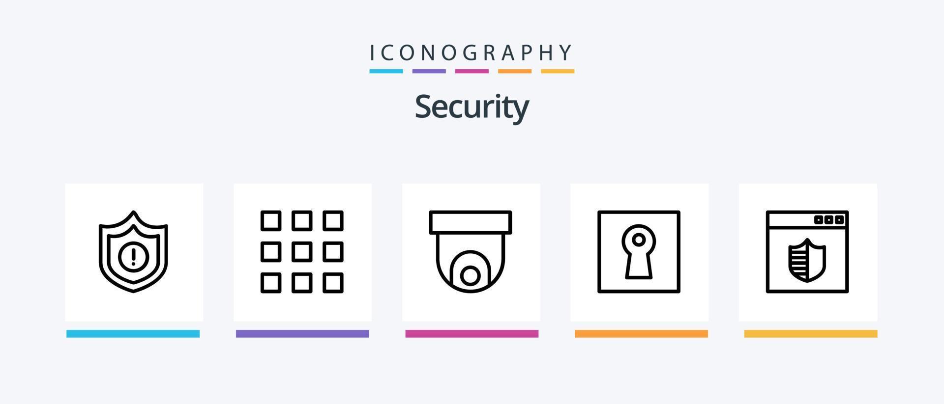 paquete de iconos de línea de seguridad 5 que incluye cámara. contraseña. botones. cerrar con llave. número. diseño de iconos creativos vector