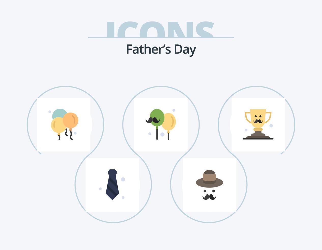 Fathers Day Flat Icon Pack 5 Icon Design. . fathers day. balloon. father. cup vector