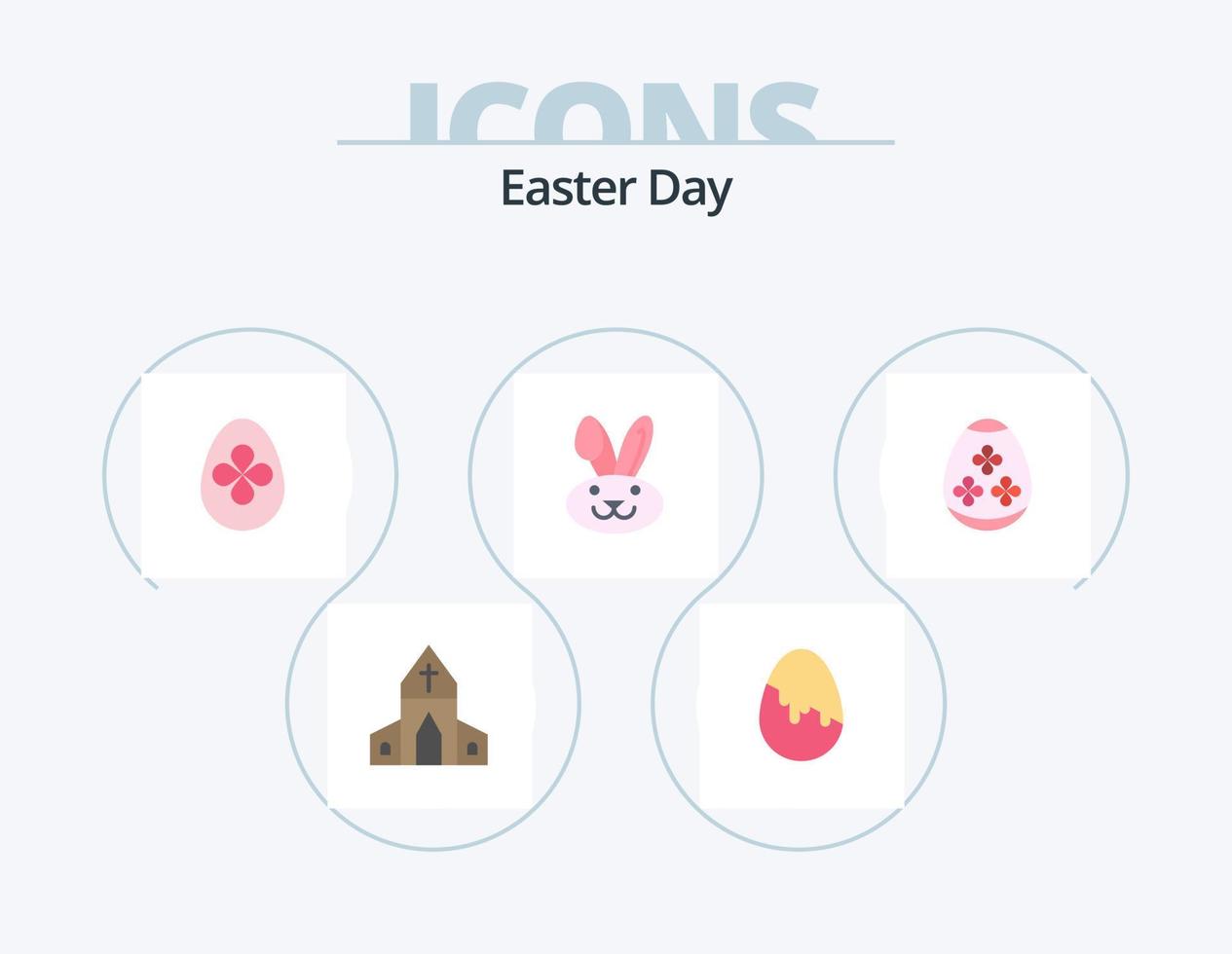 paquete de iconos planos de pascua 5 diseño de iconos. . . bynny vacaciones. huevo vector