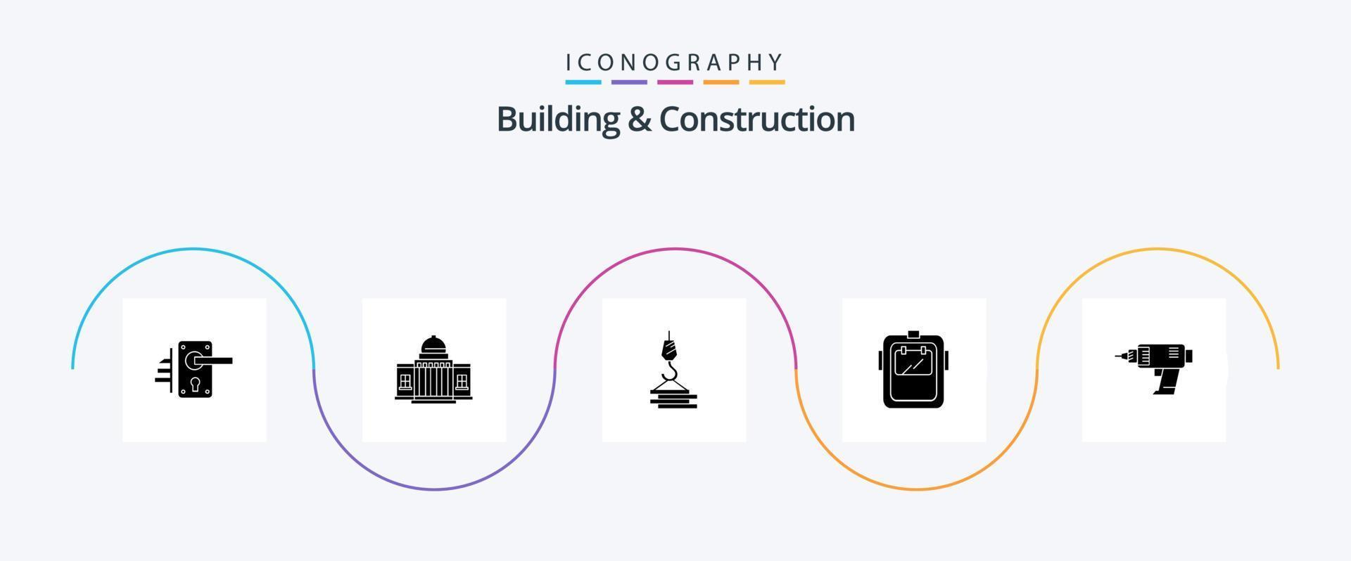 paquete de iconos de glifo 5 de construcción y construcción que incluye máscara. puerto. casa. construcción. grua vector