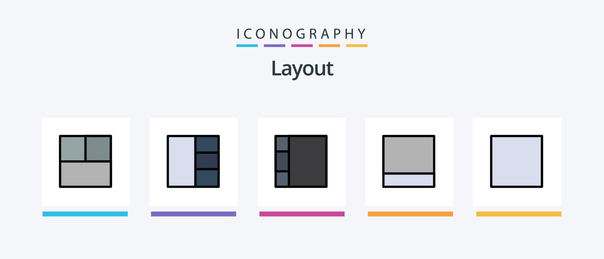 Layout Line Filled 5 Icon Pack Including . screen.. Creative Icons Design vector