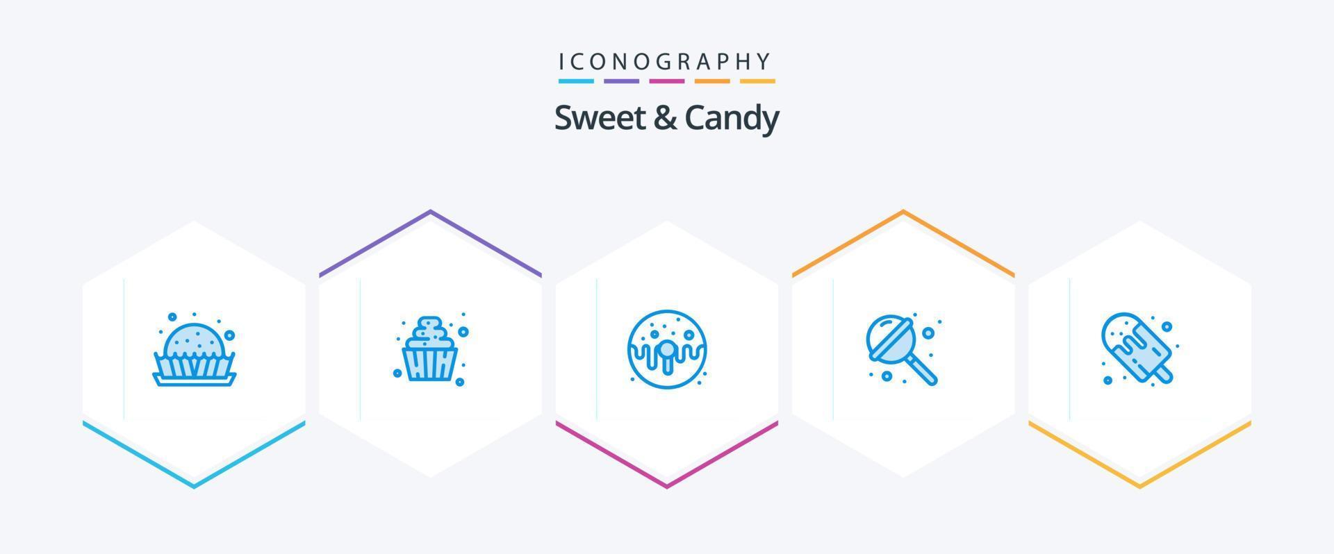 Sweet And Candy 25 Blue icon pack including candy. sugar. dessert. lollipop. sweet vector