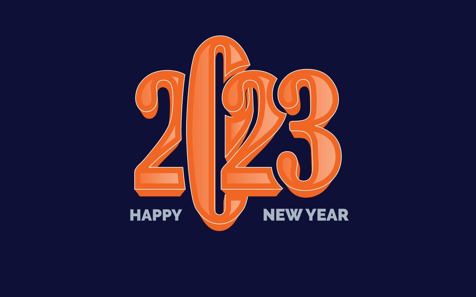 Happy new year 2023 Glossy Typography logo design vector