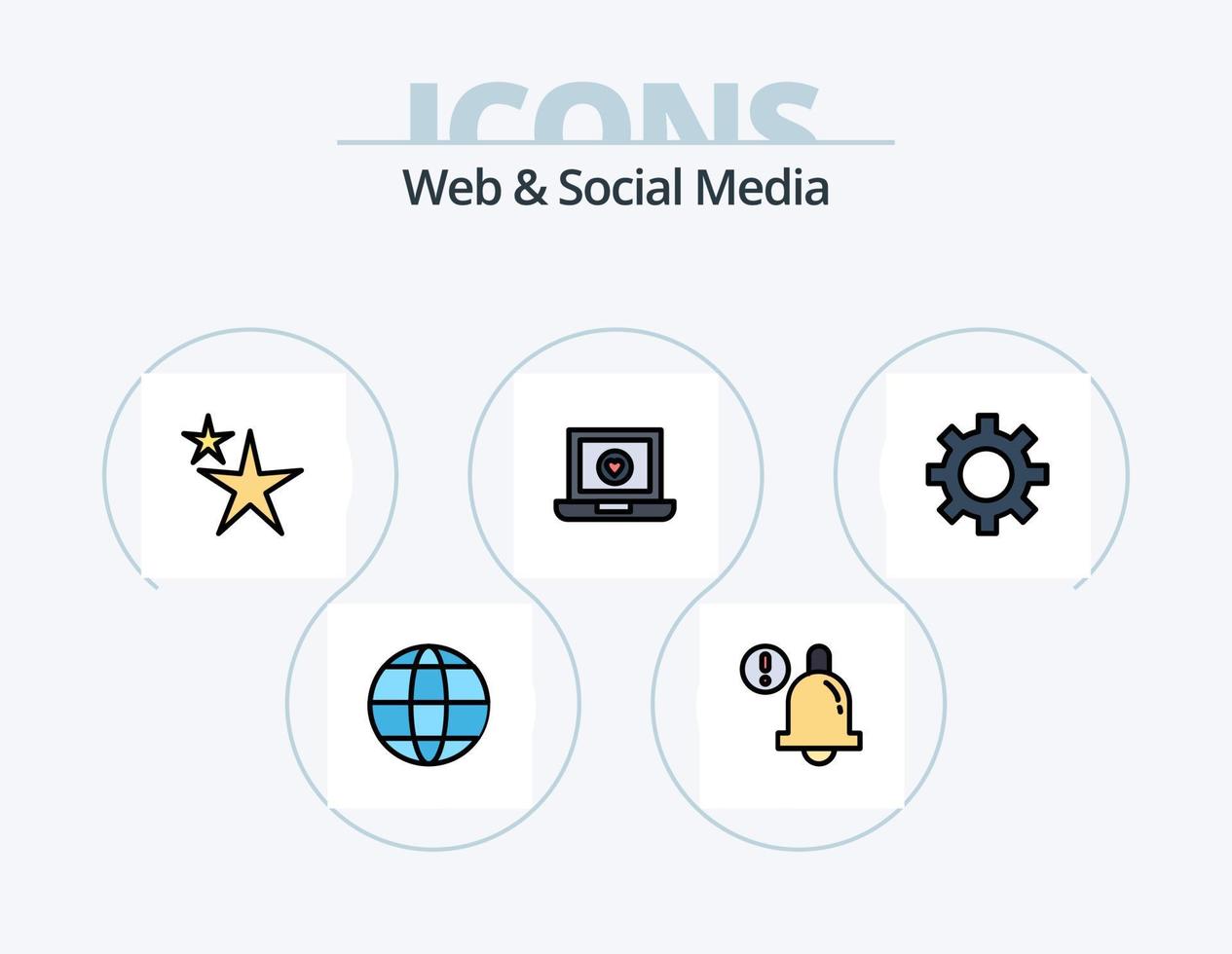 Web And Social Media Line Filled Icon Pack 5 Icon Design. media. video . left. corner vector