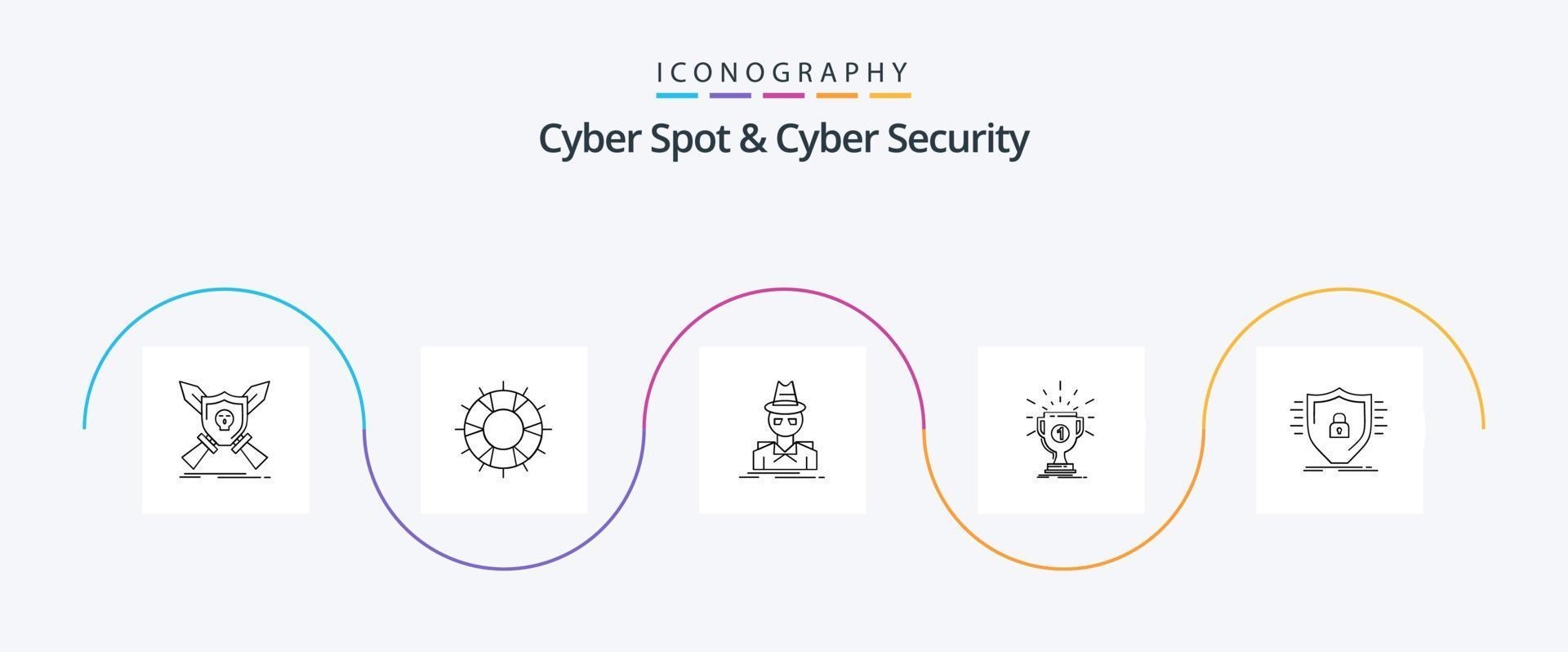 Cyber Spot And Cyber Security Line 5 Icon Pack Including prize. award. save. thief. incognito vector