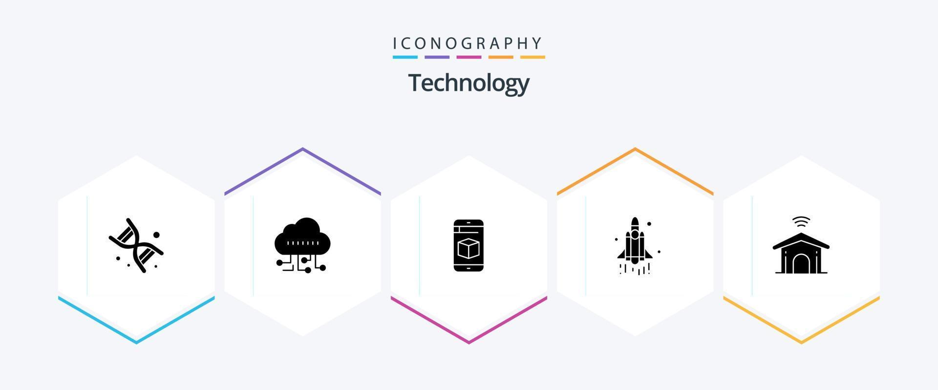 Technology 25 Glyph icon pack including smart. electronic. cell. technology. rocket vector