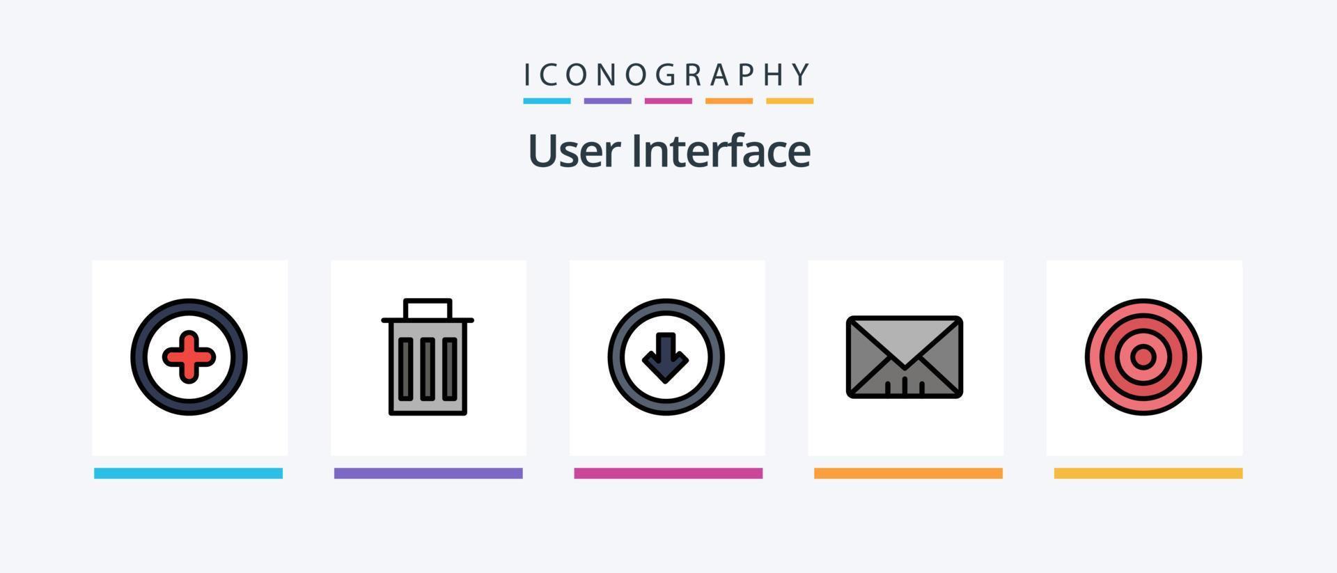 User Interface Line Filled 5 Icon Pack Including ui. hash tag. button. target. aim. Creative Icons Design vector