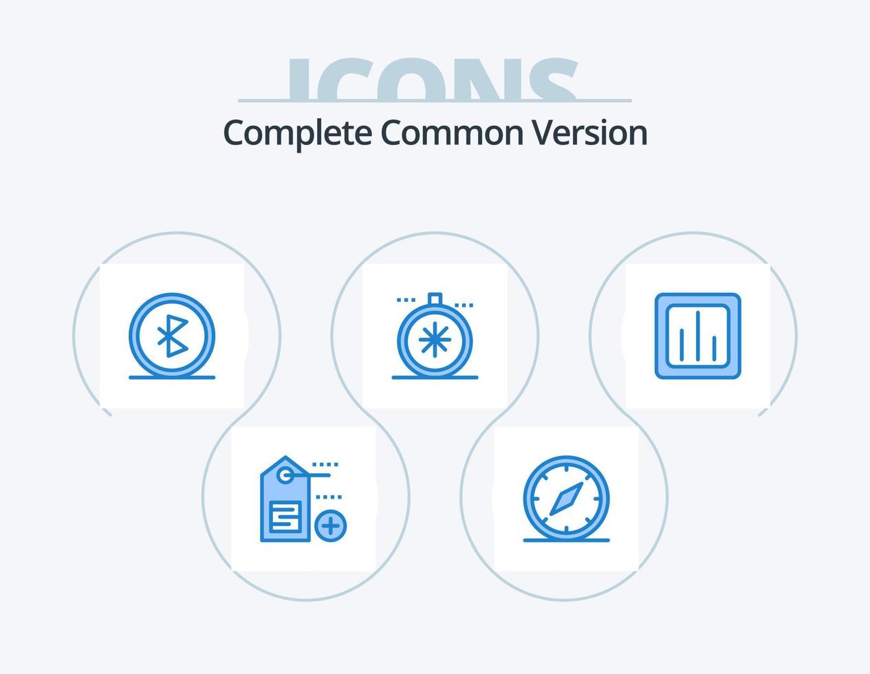 diseño de icono de paquete de icono azul de versión común completa 5. analítica. navegación. Bluetooth. dirección. inalámbrico vector