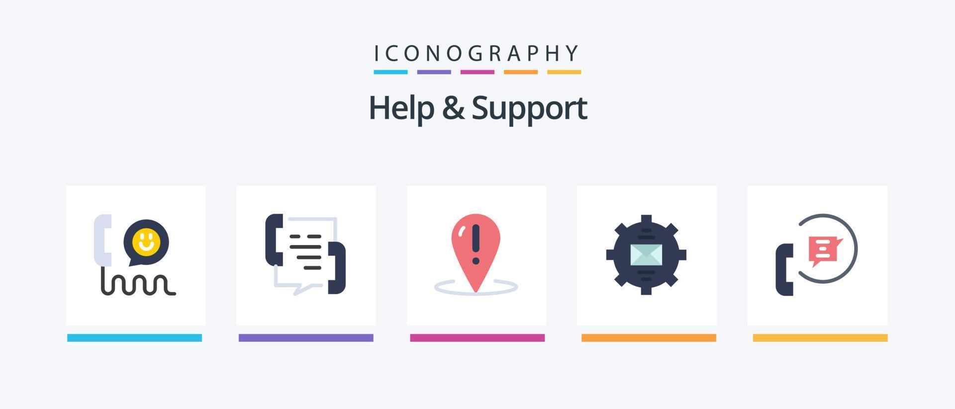 paquete de iconos de 5 planos de ayuda y soporte que incluye ayuda. comunicación. punto. correo. correo electrónico. diseño de iconos creativos vector