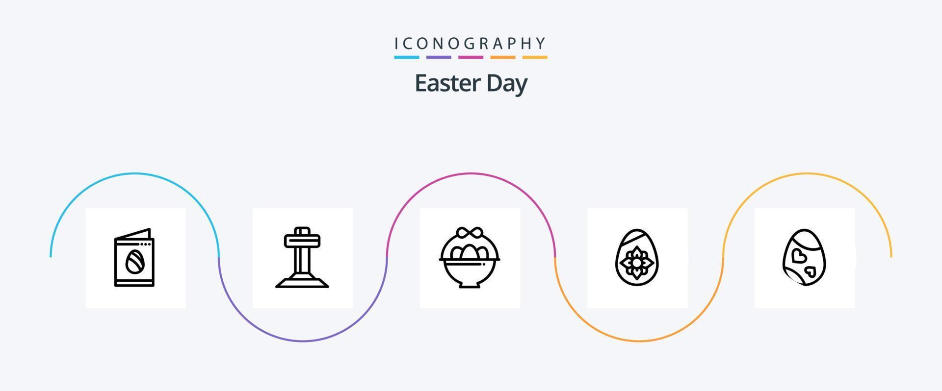 Easter Line 5 Icon Pack Including easter. bird. basket. egg. easter vector