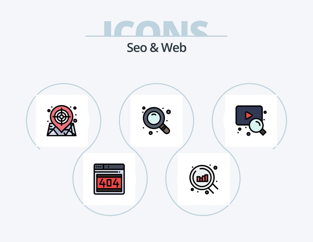 paquete de iconos llenos de línea web y seo 5 diseño de iconos. Página web. SEO mano. web. en línea vector