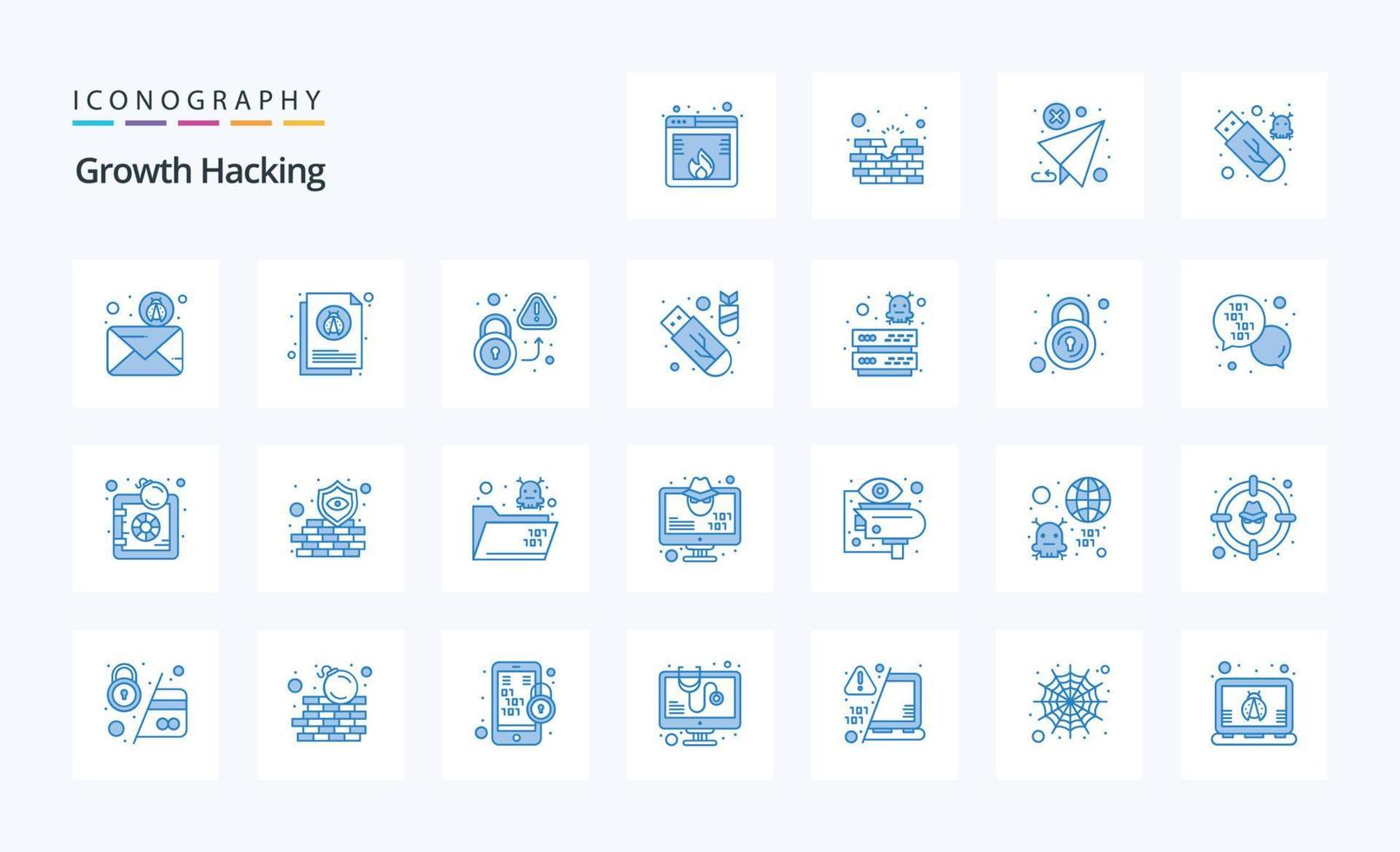 25 Hacking Blue icon pack vector