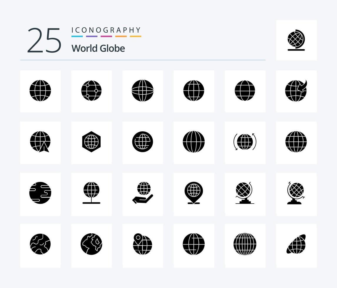 Globe 25 Solid Glyph icon pack including globe. earth. world. travel. arrow vector