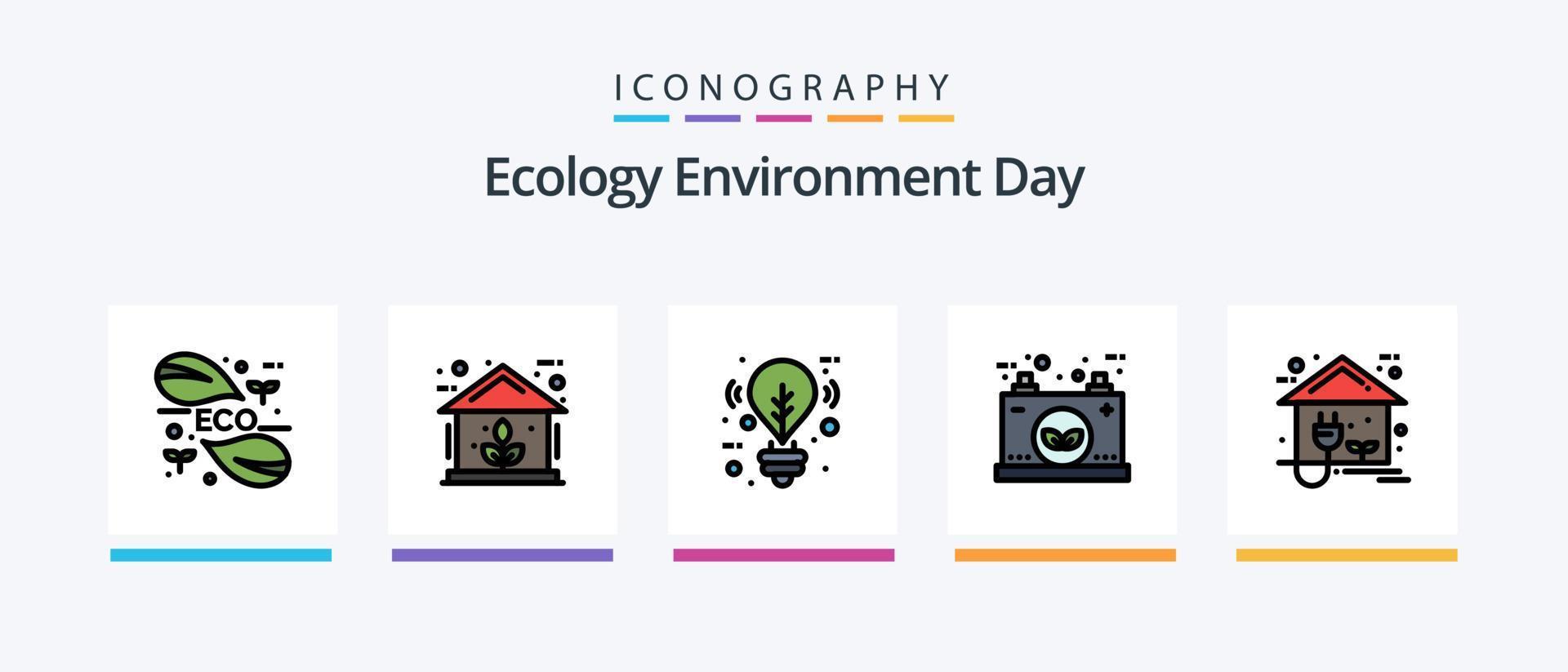 Ecology Line Filled 5 Icon Pack Including think. environment. tag. ecology. plug. Creative Icons Design vector