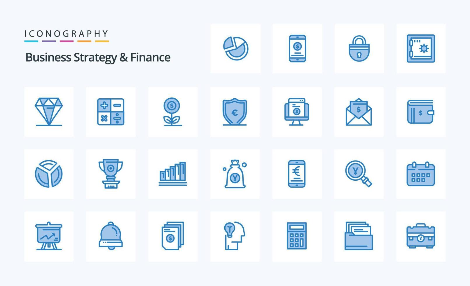 25 Business Strategy And Finance Blue icon pack vector