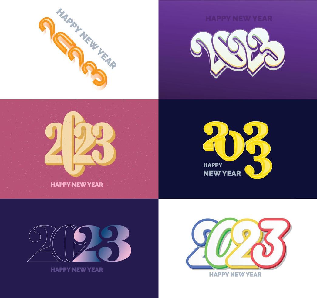 Big Set of 2023 Happy New Year logo text design 2023 number design template vector