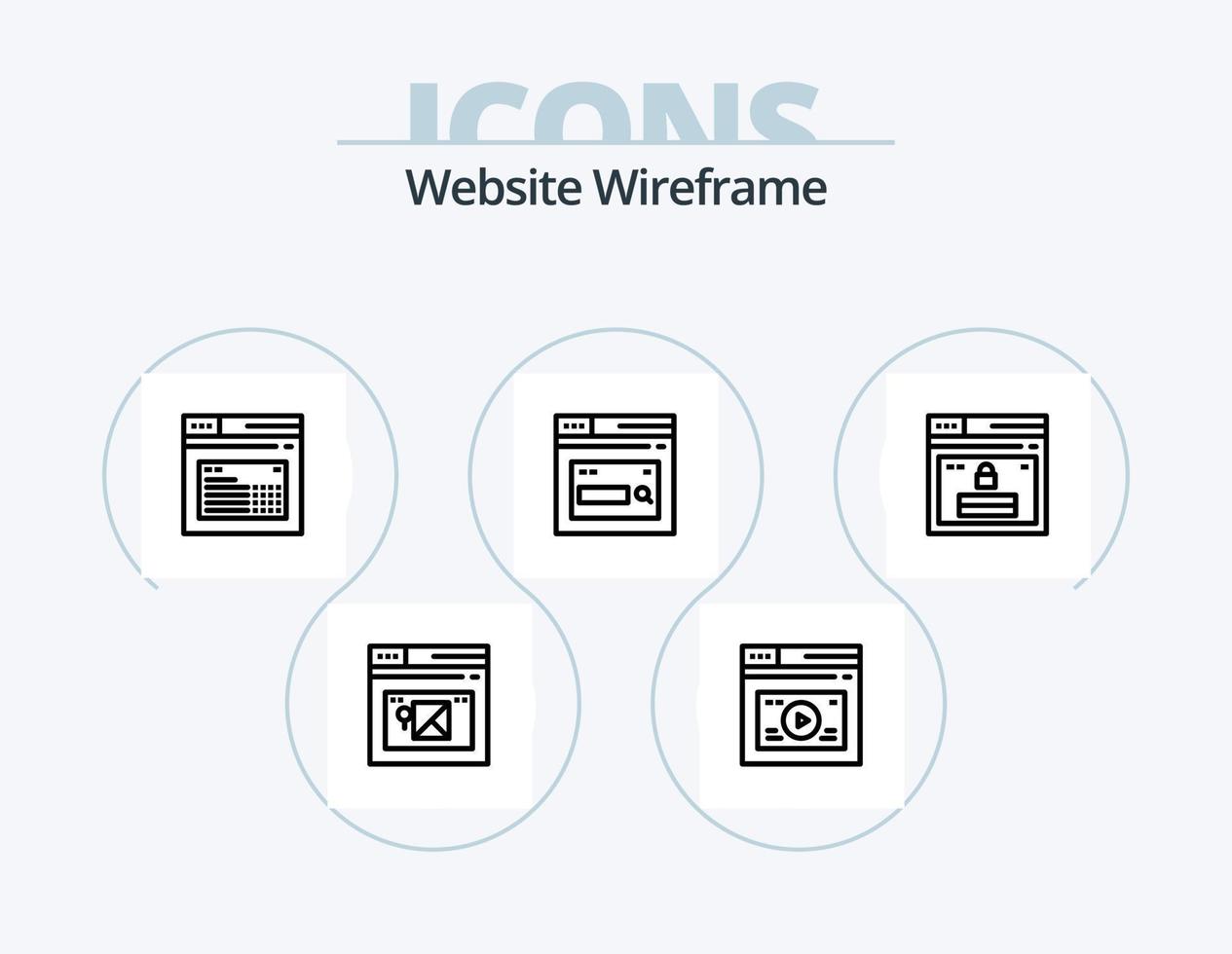 Website Wireframe Line Icon Pack 5 Icon Design. web. internet. website. design. web vector