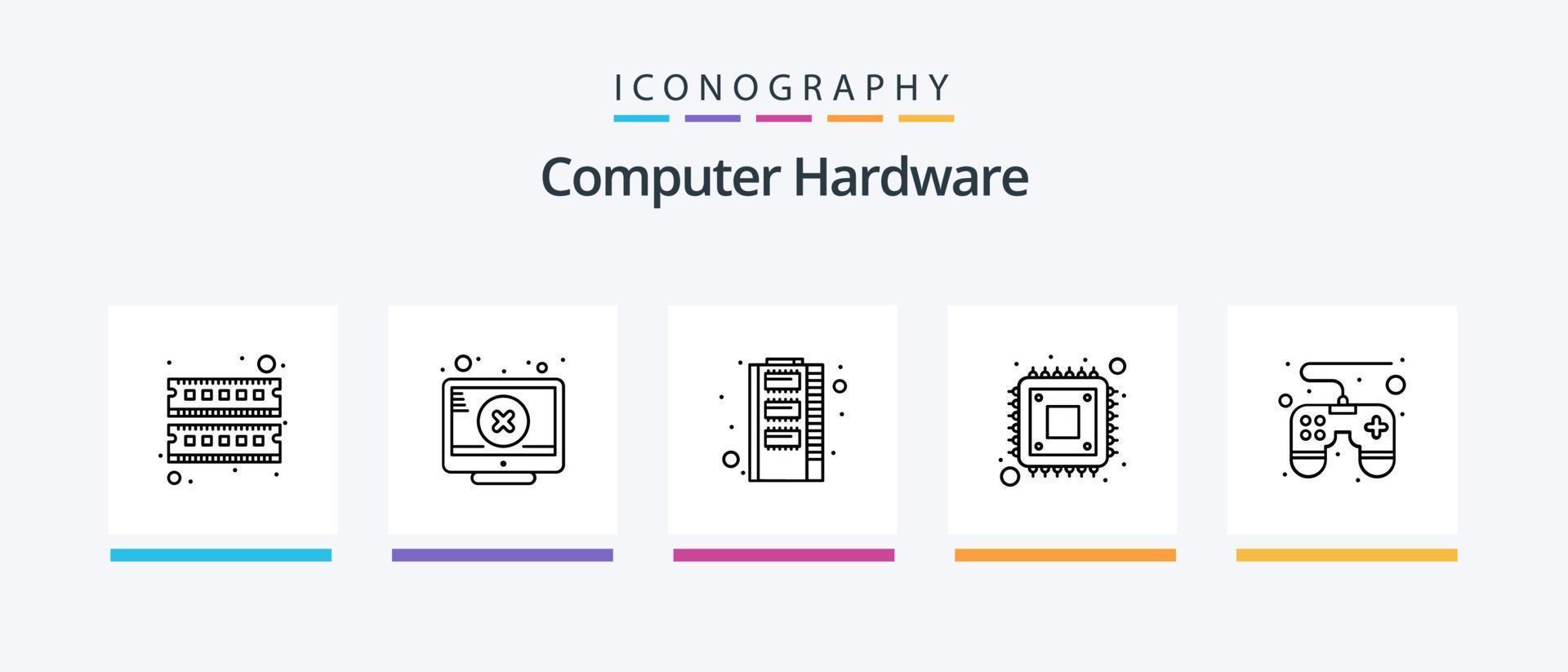 paquete de iconos de línea 5 de hardware de computadora que incluye hardware. dispositivo. hardware. computadora. disco duro. diseño de iconos creativos vector