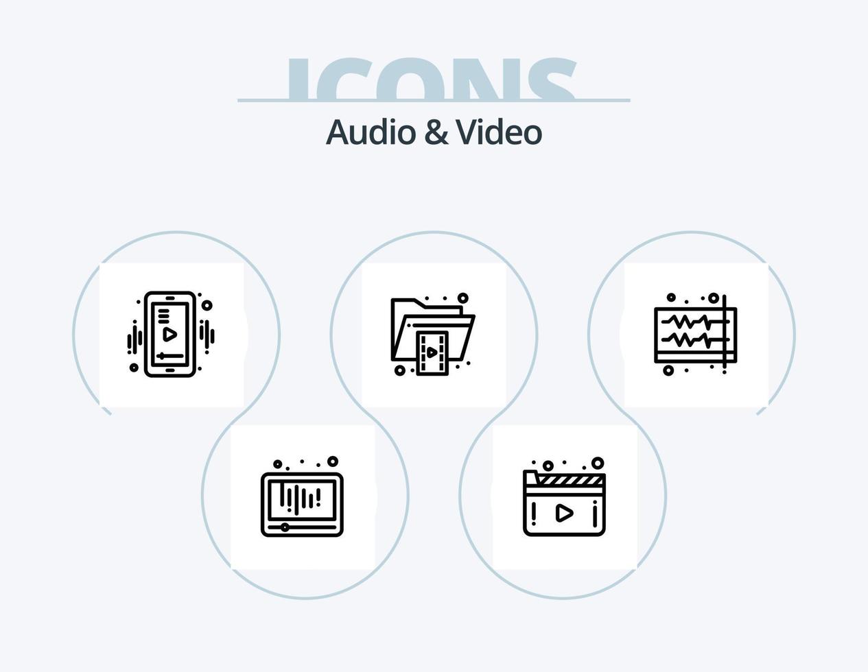 Audio And Video Line Icon Pack 5 Icon Design. mobile. play. communication. video. media vector