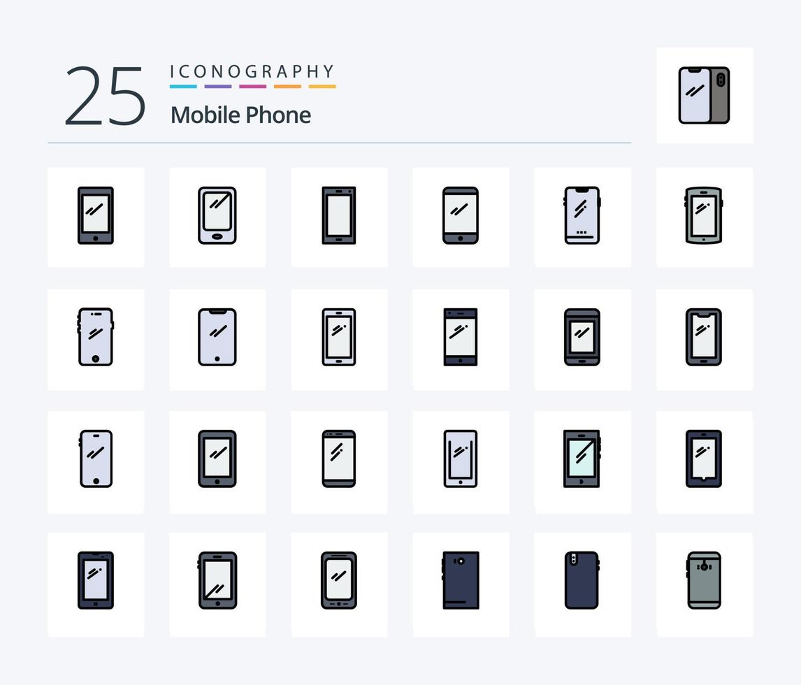 Mobile Phone 25 Line Filled icon pack including mobile. phone. camera. back. mobile vector