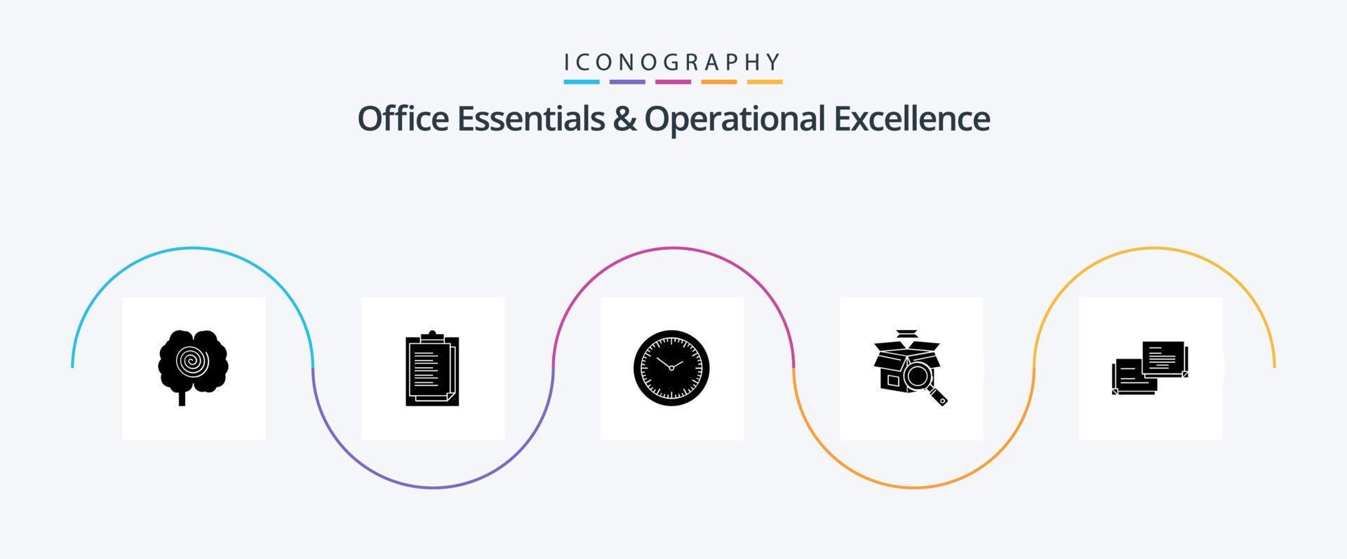 Office Essentials And Operational Exellence Glyph 5 Icon Pack Including bubble. e shopping. time. online search. box vector