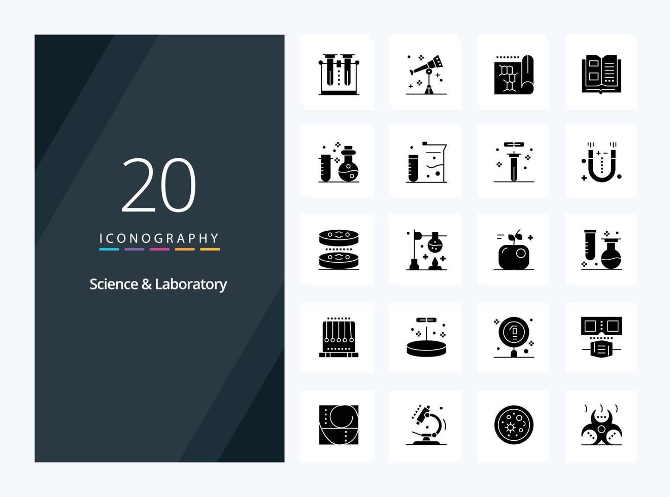 20 Science Solid Glyph icon for presentation vector