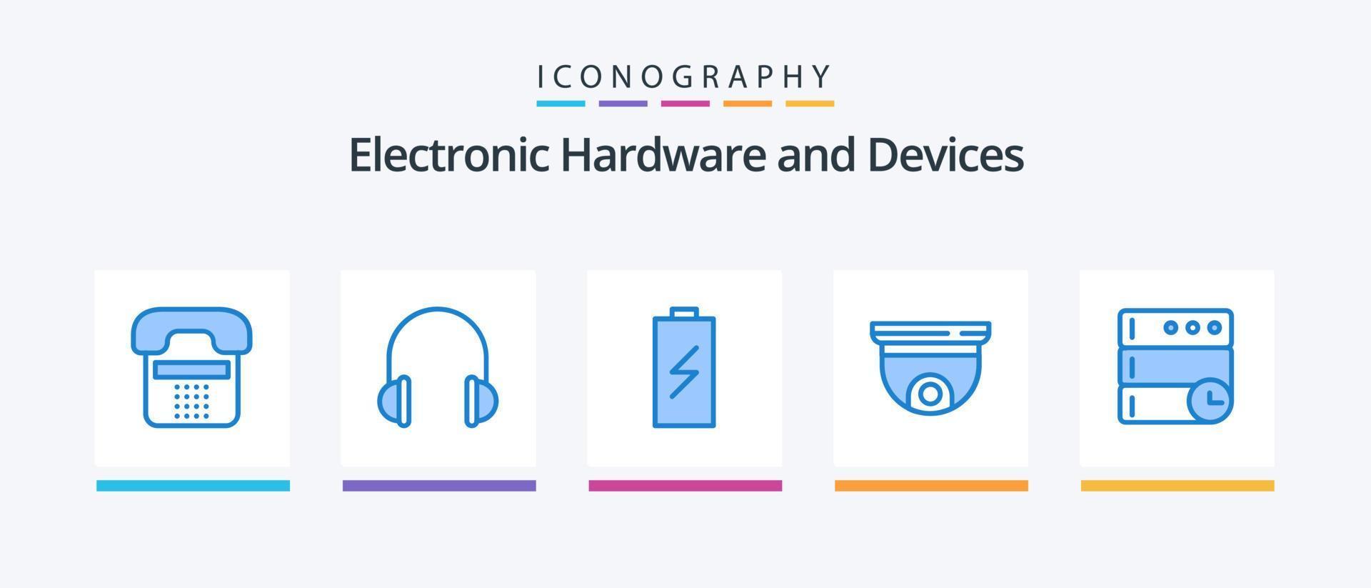 Devices Blue 5 Icon Pack Including roof. cam. music. electricity. charging. Creative Icons Design vector