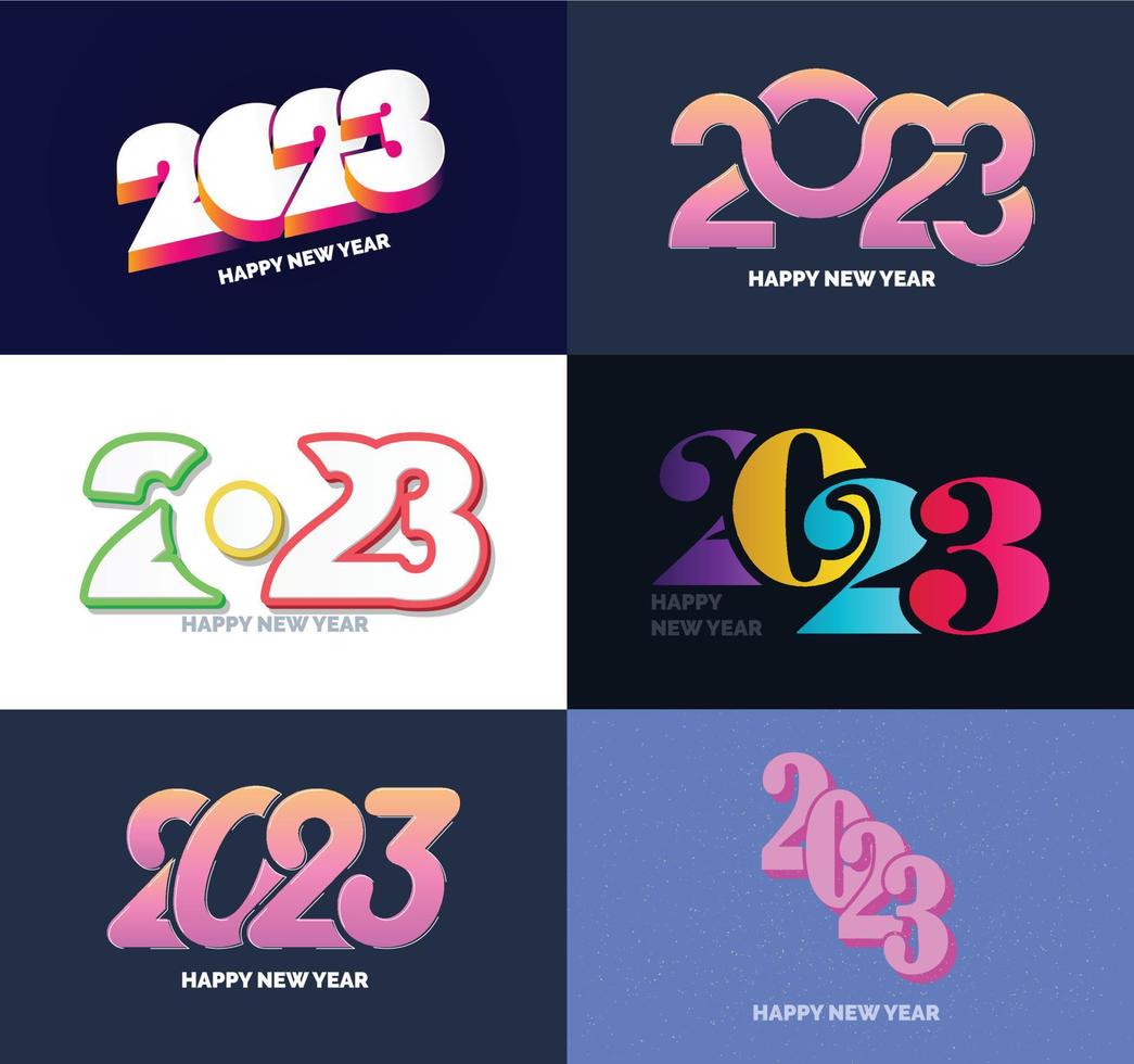 Big Collection of 2023 Happy New Year symbols Cover of business diary for 2023 with wishes vector