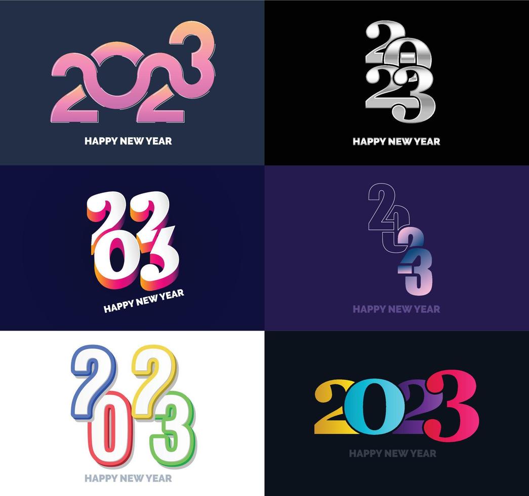 Big Collection of 2023 Happy New Year symbols Cover of business diary for 2023 with wishes vector