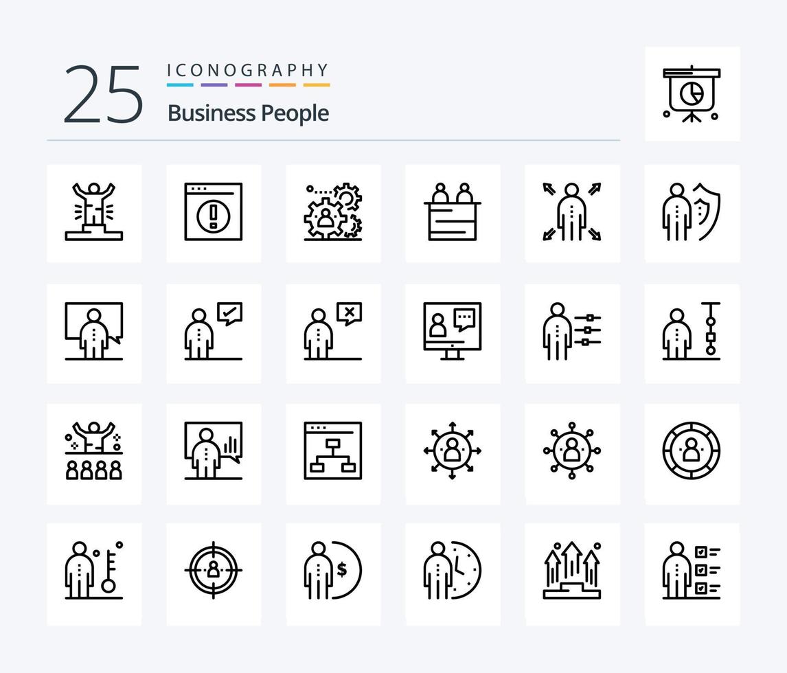 Business People 25 Line icon pack including people. business. man. teamwork. production vector