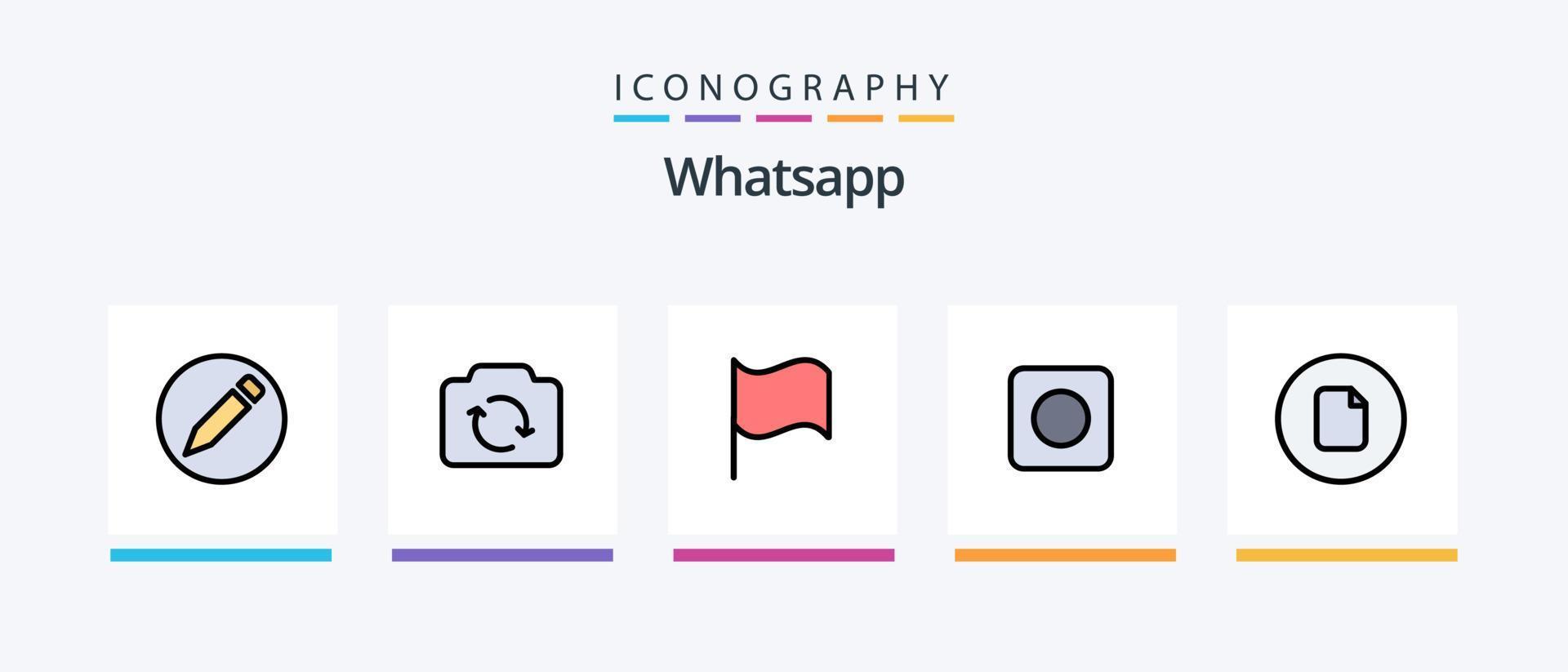 La línea de whatsapp llenó el paquete de 5 iconos, incluida la ubicación. básico. obrero. ui flecha. diseño de iconos creativos vector