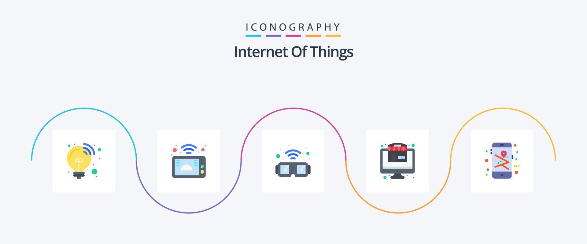 Internet Of Things Flat 5 Icon Pack Including . phone. glasses. mobile. store vector