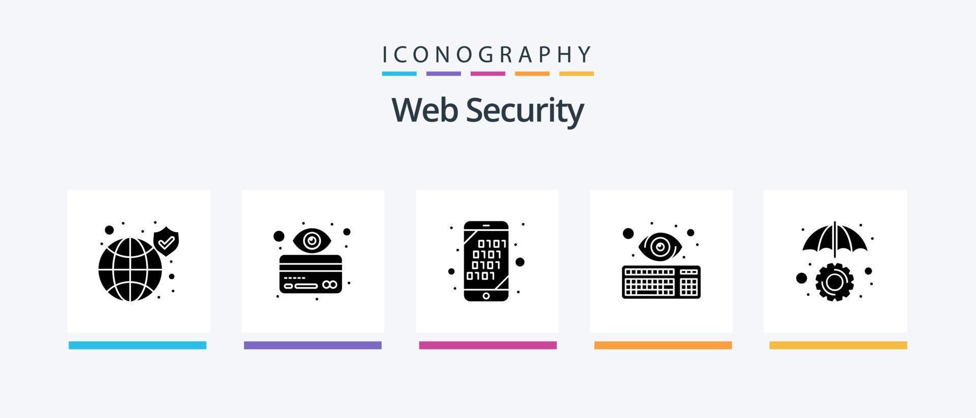 Web Security Glyph 5 Icon Pack Including key logger. hacker. hacker. eye. search. Creative Icons Design vector