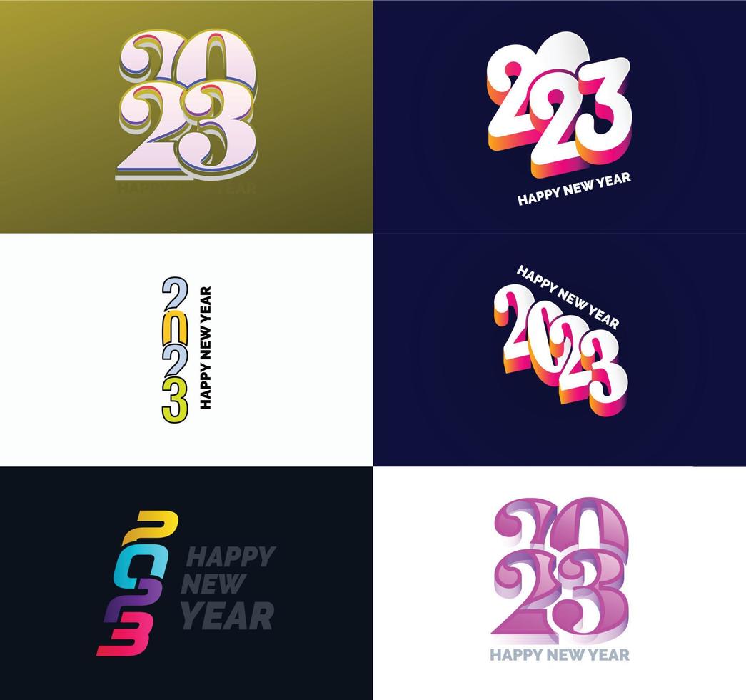 Big Collection of 2023 Happy New Year symbols Cover of business diary for 2023 with wishes vector