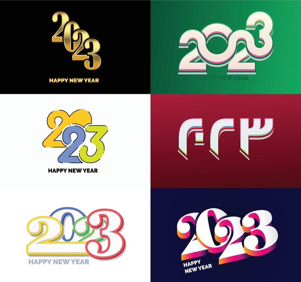 Big Set of 2023 Happy New Year logo text design 2023 number design template vector