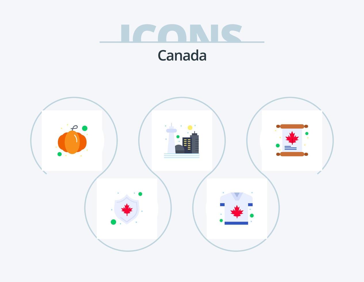 Canada Flat Icon Pack 5 Icon Design. invitation. toronto. cucurbit. landmark. canada vector