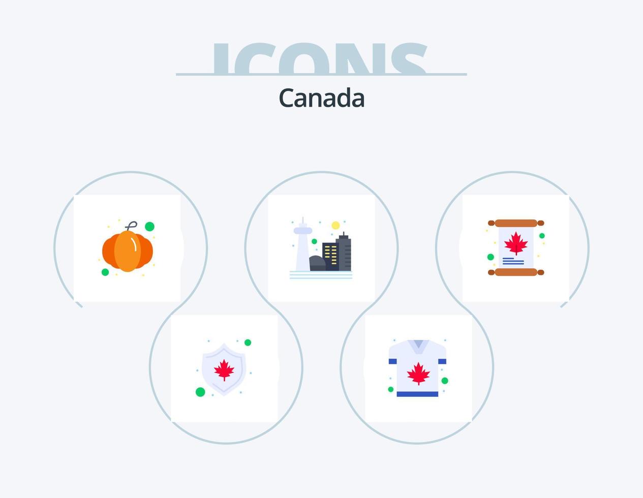 Canada Flat Icon Pack 5 Icon Design. invitation. toronto. cucurbit. landmark. canada vector