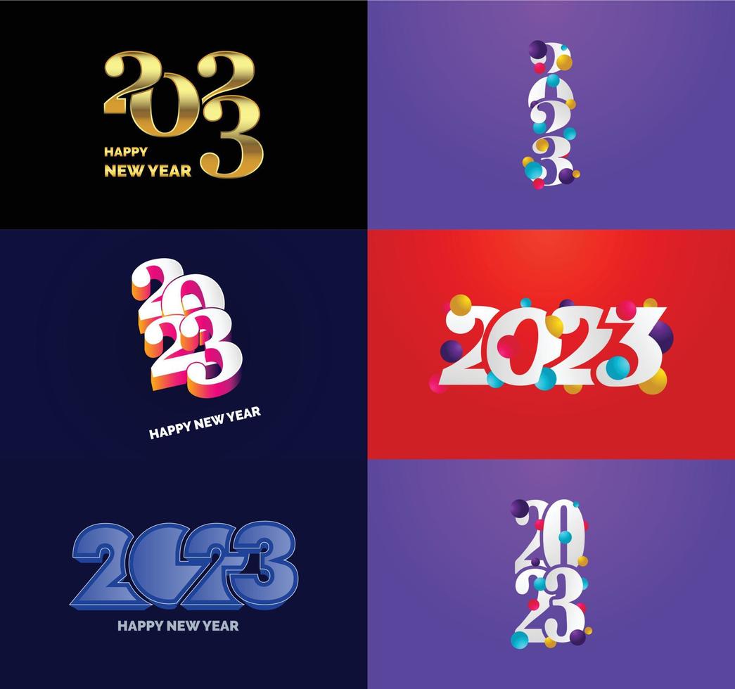 gran conjunto de 2023 feliz año nuevo diseño de texto de logotipo plantilla de diseño de número 2023 vector