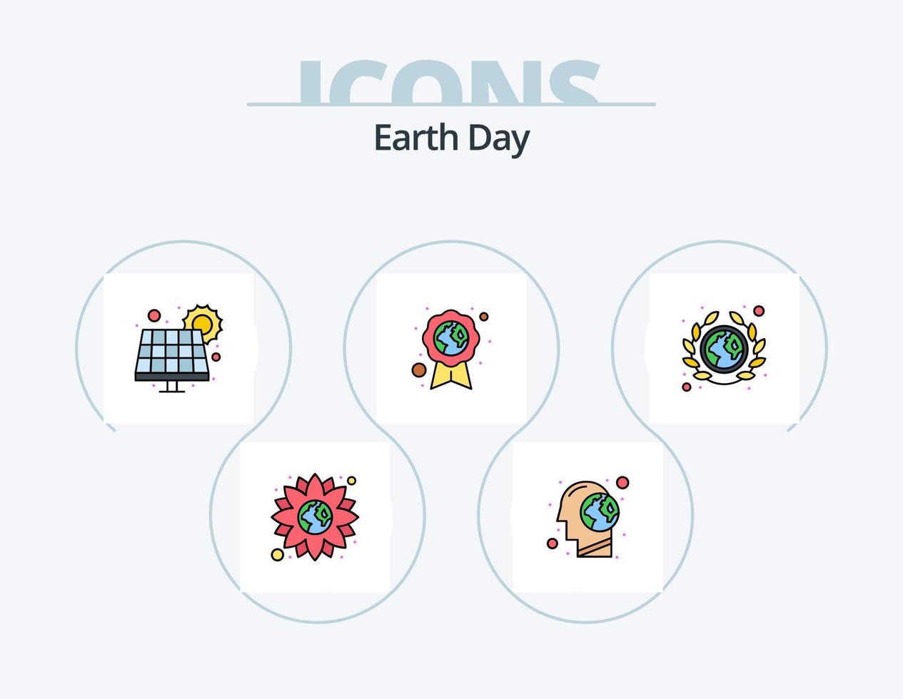paquete de iconos llenos de línea del día de la tierra 5 diseño de iconos. flor. real. tierra. casa. ecológico vector