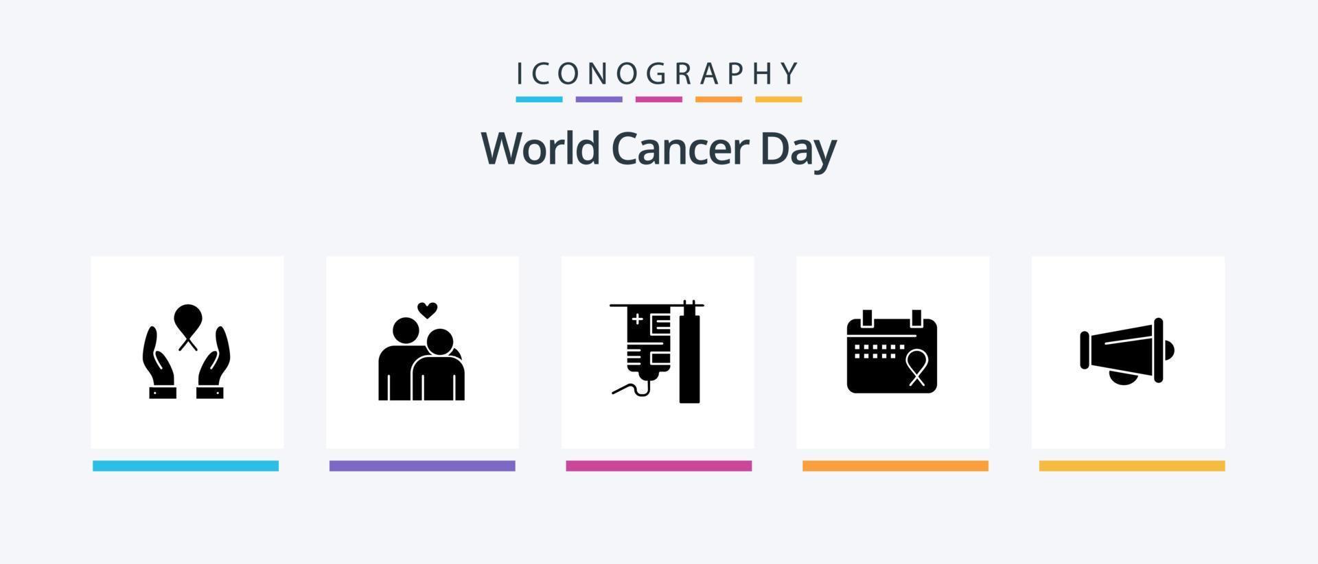 paquete de iconos del glifo 5 del día mundial del cáncer que incluye tratamiento. hospital. amar. goteo. cáncer. diseño de iconos creativos vector