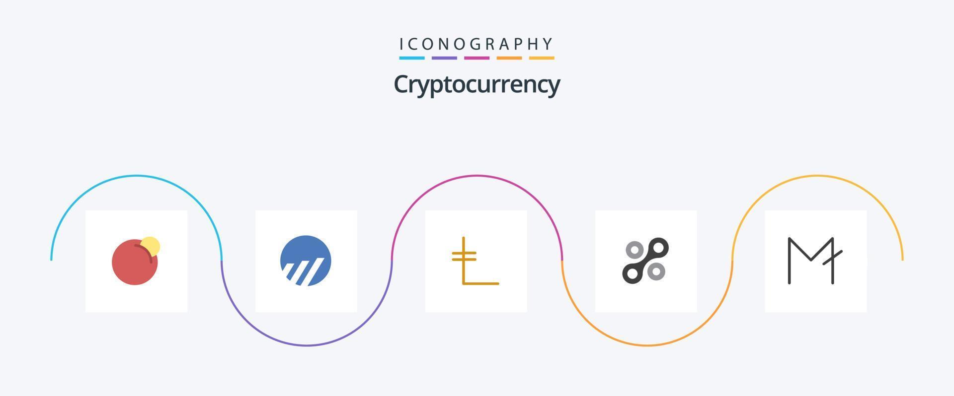 Cryptocurrency Flat 5 Icon Pack Including crypto. moon coin. leo coin. cryptocurrency. radium vector