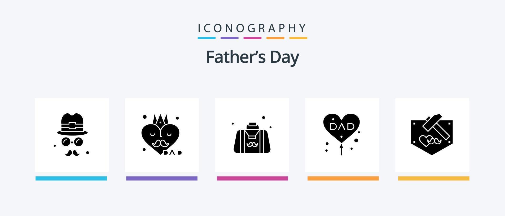 paquete de iconos del glifo 5 del día del padre que incluye amor. padre. bolsa. papá. hidalgo. diseño de iconos creativos vector
