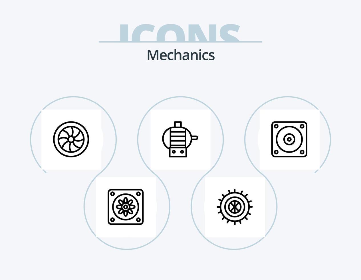 paquete de iconos de línea mecánica 5 diseño de iconos. . empaquetadura. . neumático vector