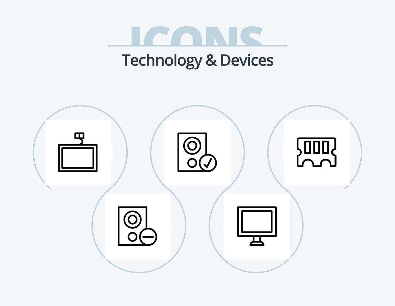 paquete de iconos de línea de dispositivos 5 diseño de iconos. muro. montar. televisor. señal. artilugio vector