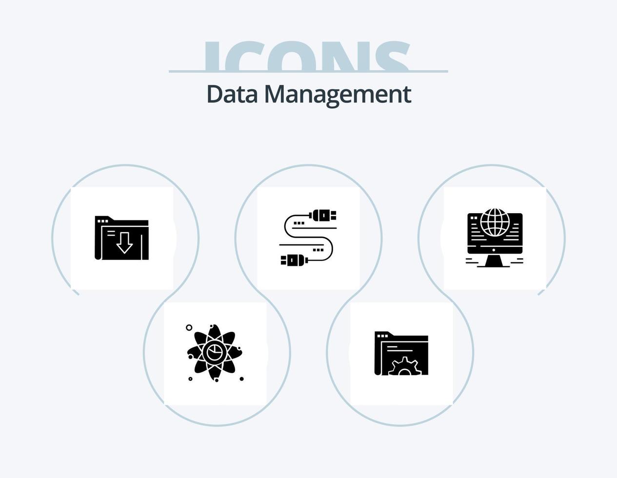 paquete de iconos de glifo de gestión de datos 5 diseño de iconos. cable . descargar. datos . servidor datos vector
